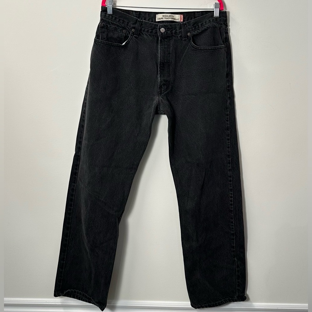 LEVI'S 505 men's black regular fit straight leg jeans, 38x32. - Picture 2 of 7